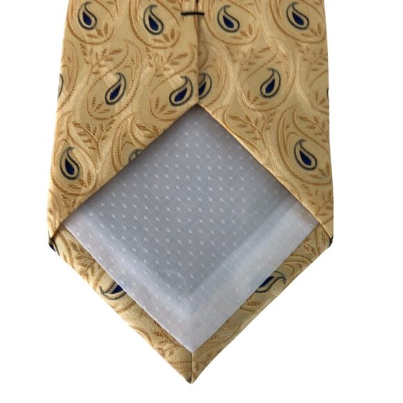 Bill Blass 100% Silk Mens Tie Necktie Multicolor Paisley Tan Blue Vintage - Picture 4 of 7